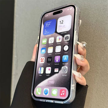 Qfdian Pink Peony Lotus Print Phone Case for IPhone 16 15 14 13 12 11 Pro Max 15 Pro XS XR 7 8 Plus 16e Shockproof Silver Plated Cover